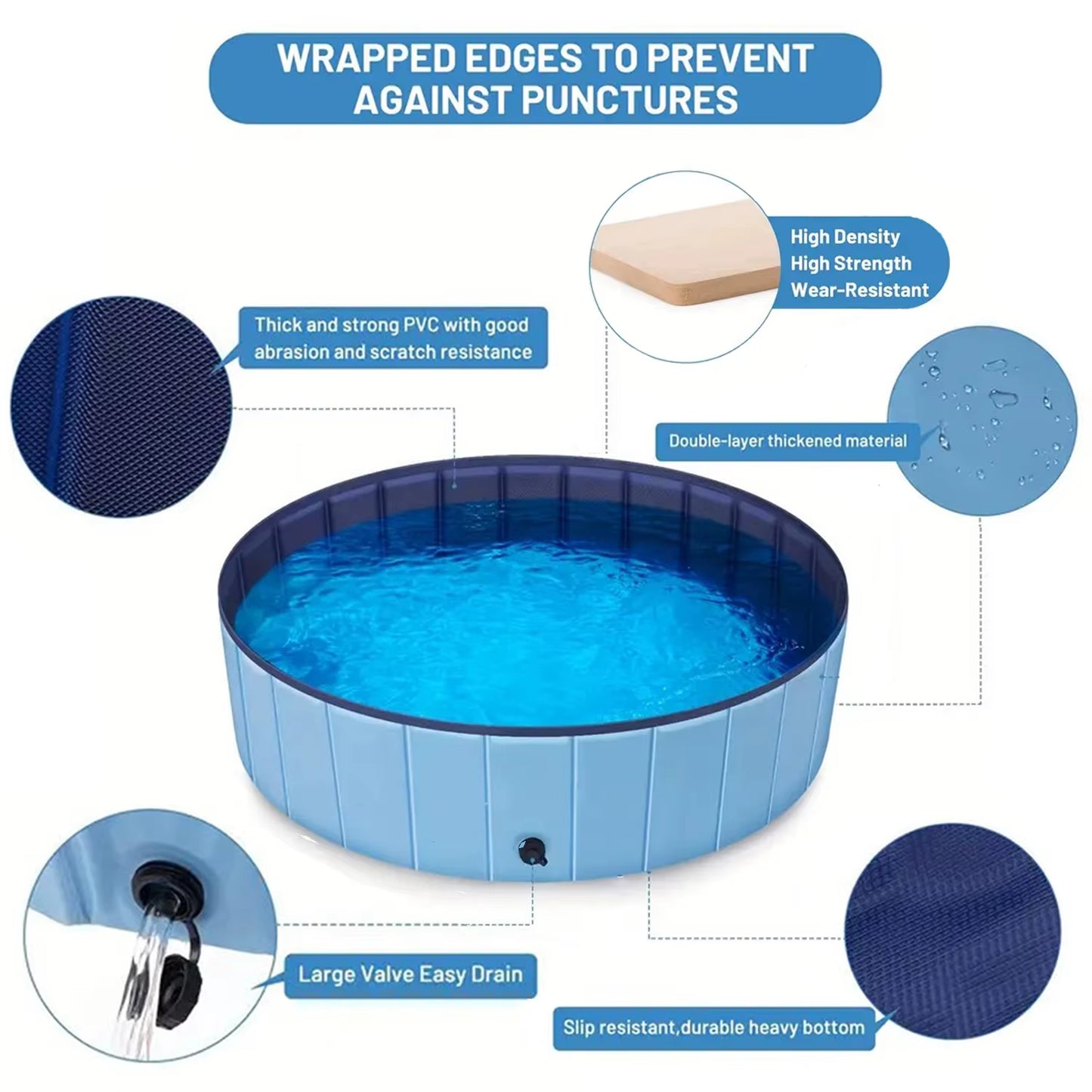 1PC Foldable Pet Bathtub | Durable PVC Dog Swimming Pool | Portable & Non-Slip for Large & Medium Dogs