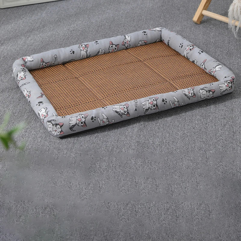 Summer Pet Bed - Lightweight & Breathable Rattan Mat | Cooling Pet Nest for Cats & Small Dogs