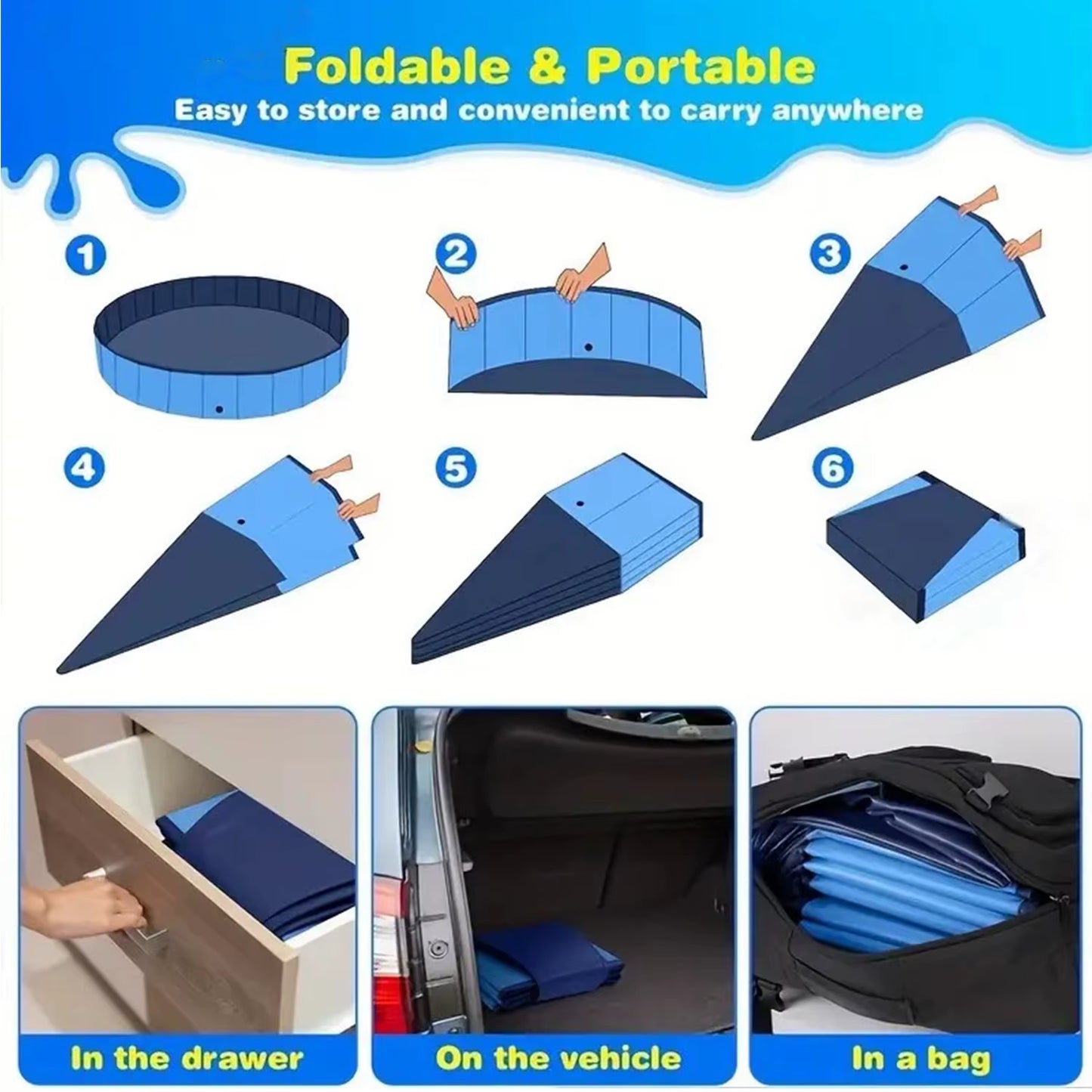 1PC Foldable Pet Bathtub | Durable PVC Dog Swimming Pool | Portable & Non-Slip for Large & Medium Dogs