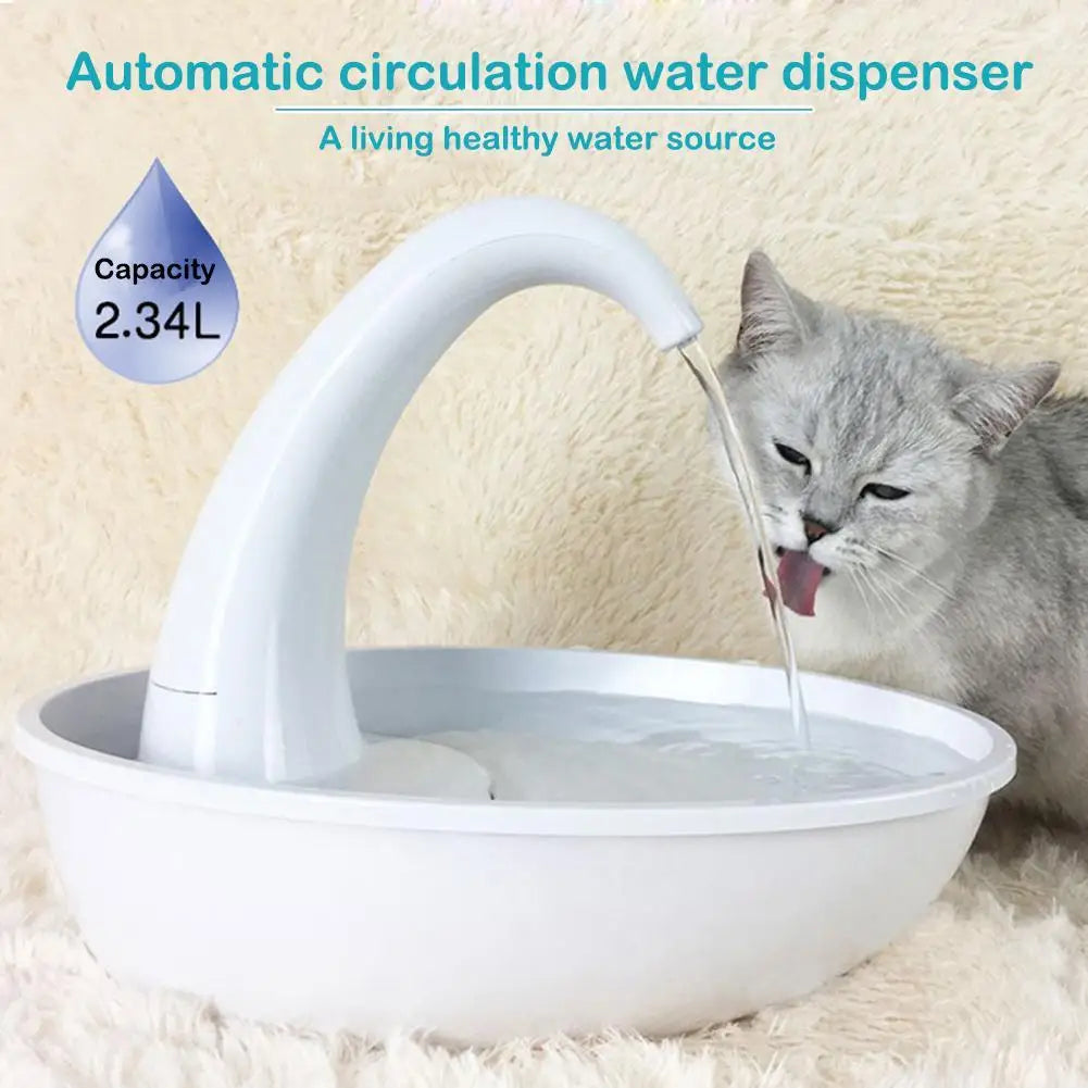 Elegant Swan-Shaped Automatic Pet Water Fountain – Flowing Fresh Water for Cats & Dogs