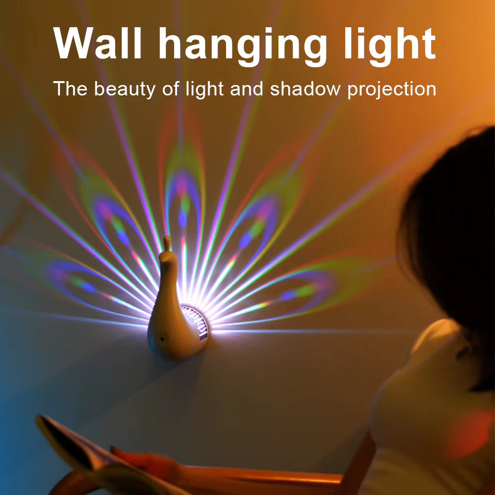 Creative LED Peacock Projection Lamp – Remote Control Night Light for Bedroom & Home Decor