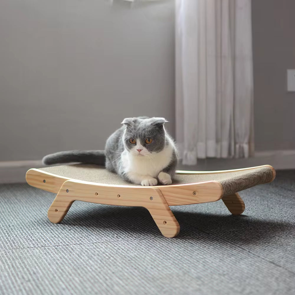 Wooden Cat Scratcher Scraper Detachable Lounge Bed 3 in 1 Scratching Post for Cats Training Grinding Claw Toys Cat Scratch Board