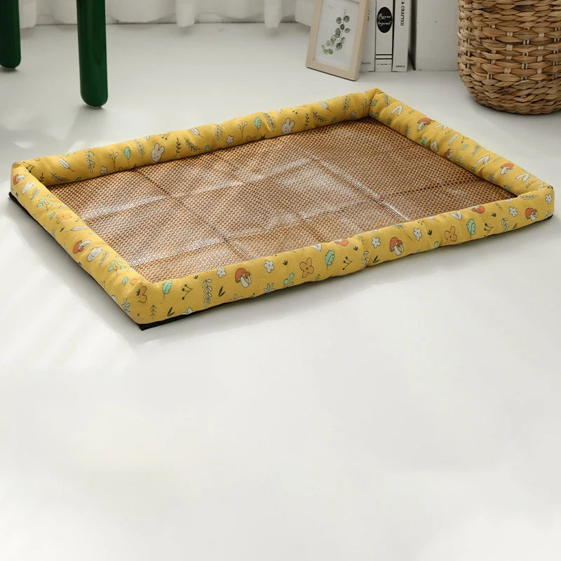 Summer Pet Bed - Lightweight & Breathable Rattan Mat | Cooling Pet Nest for Cats & Small Dogs