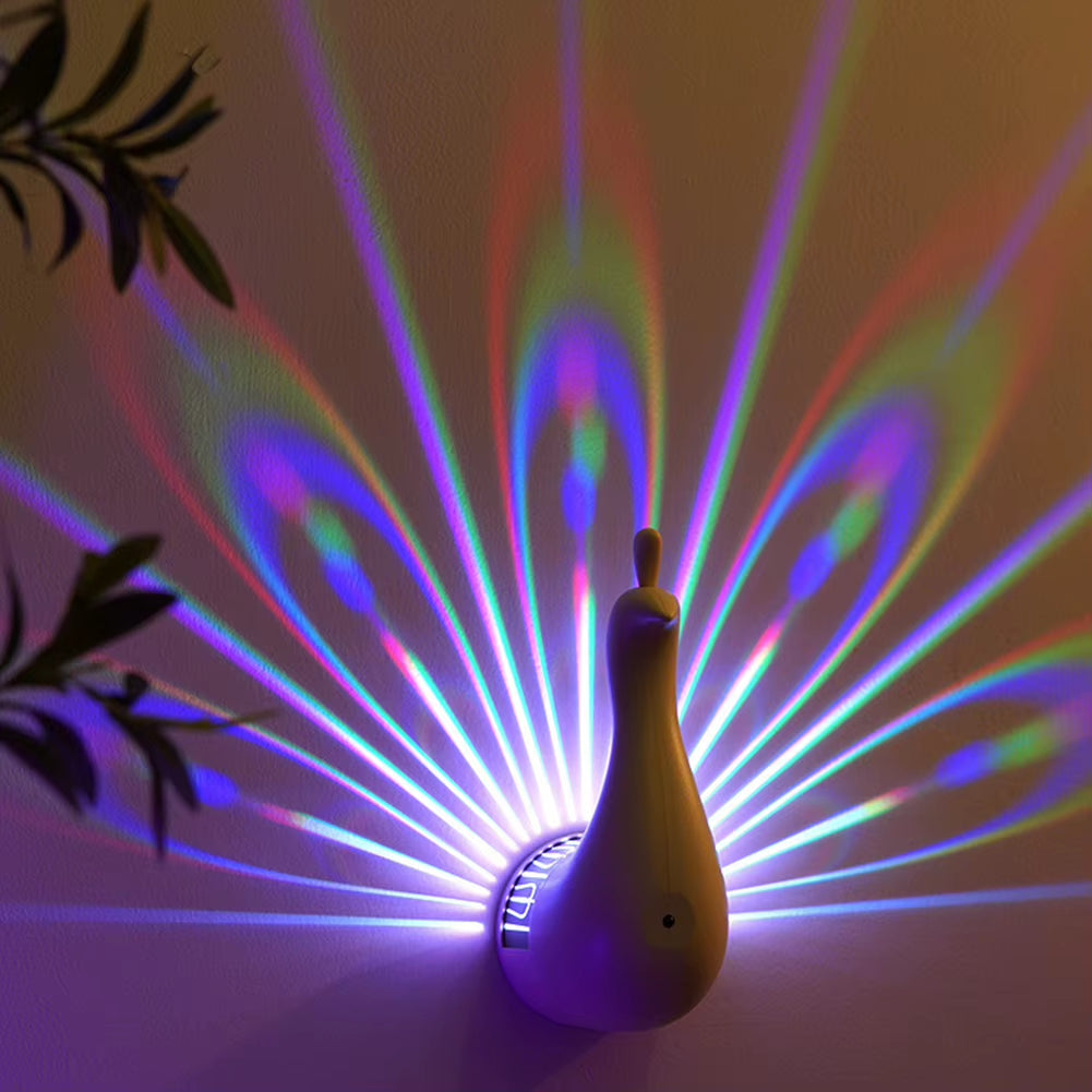 Creative LED Peacock Projection Lamp – Remote Control Night Light for Bedroom & Home Decor