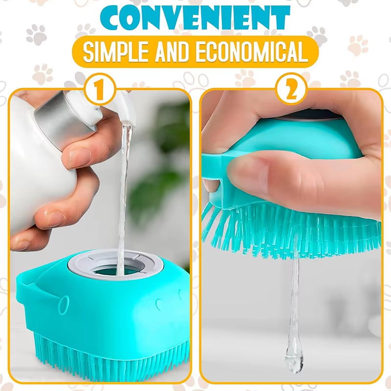 Pet Bath Soap Dispenser Massage Brush, Silicone Massager Shampoo Dispensing Brush Easy To Use