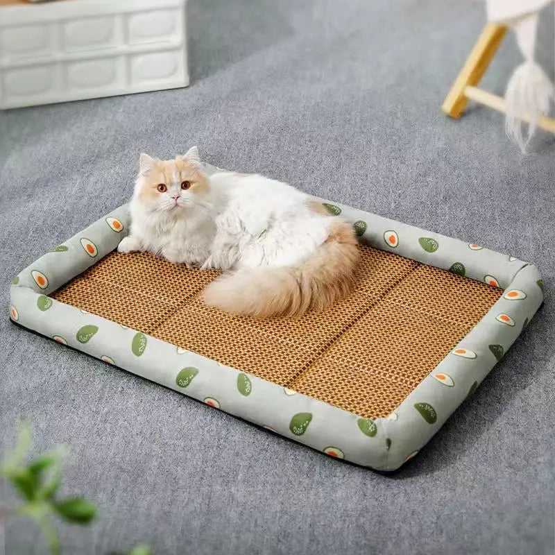 Summer Pet Bed - Lightweight & Breathable Rattan Mat | Cooling Pet Nest for Cats & Small Dogs