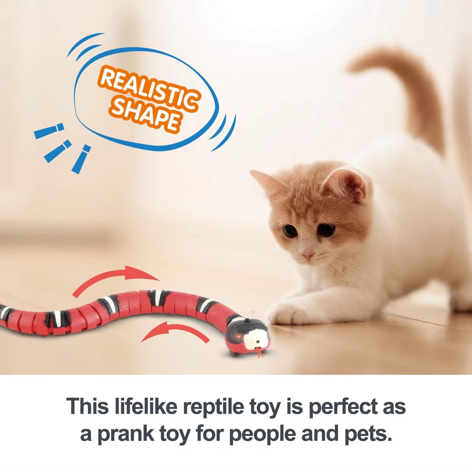 Interactive Smart Sensing Electronic Snake Cat Toy - USB Rechargeable Indoor Teaser for Cats and Kittens