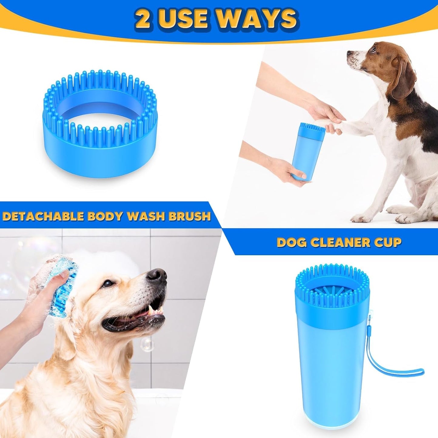 Upgrade 2-in-1 Paw Buddy for Medium Dogs – Muddy Paw Cleaner with Built-in Absorbent Towel | Portable & Gentle Pet Cleaning