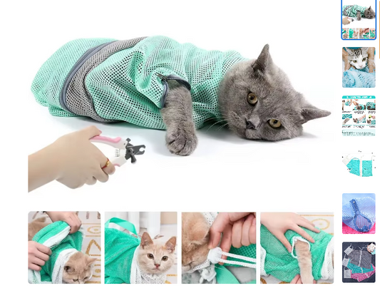 🐱✨ New Adjustable Mesh Cat Grooming & Bathing Bag – No More Scratches or Bites