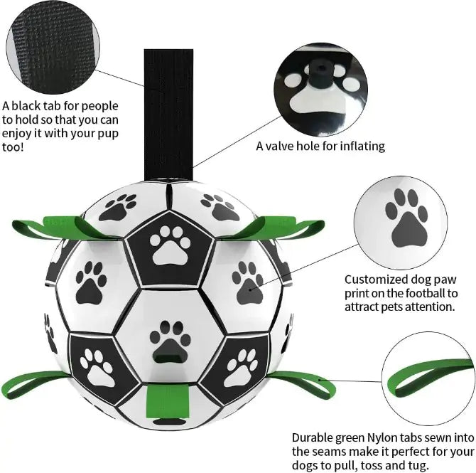 Dog Toys Soccer Ball With Straps, Pet Toy Puppy Birthday Gift Interactive Toy