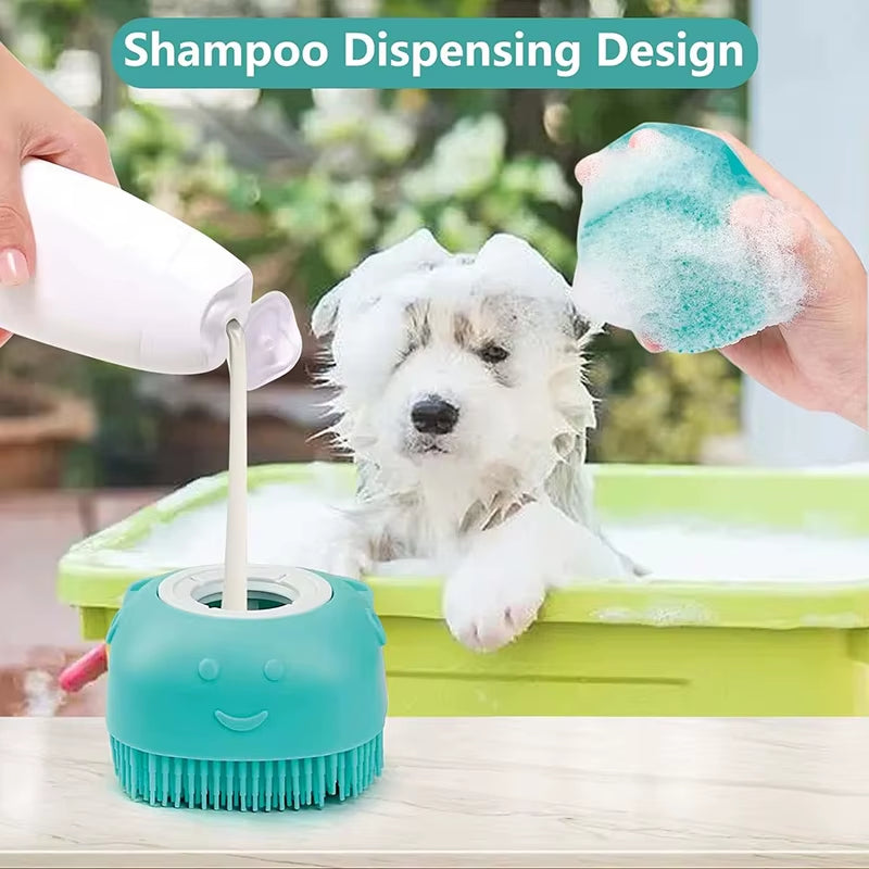 Pet Bath Soap Dispenser Massage Brush, Silicone Massager Shampoo Dispensing Brush Easy To Use