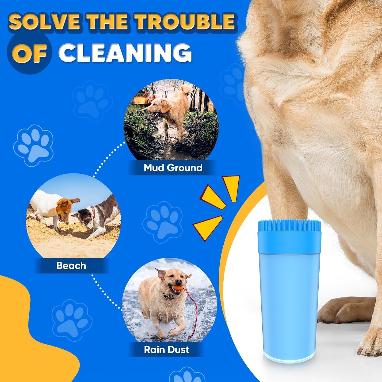 Upgrade 2-in-1 Paw Buddy for Medium Dogs – Muddy Paw Cleaner with Built-in Absorbent Towel | Portable & Gentle Pet Cleaning