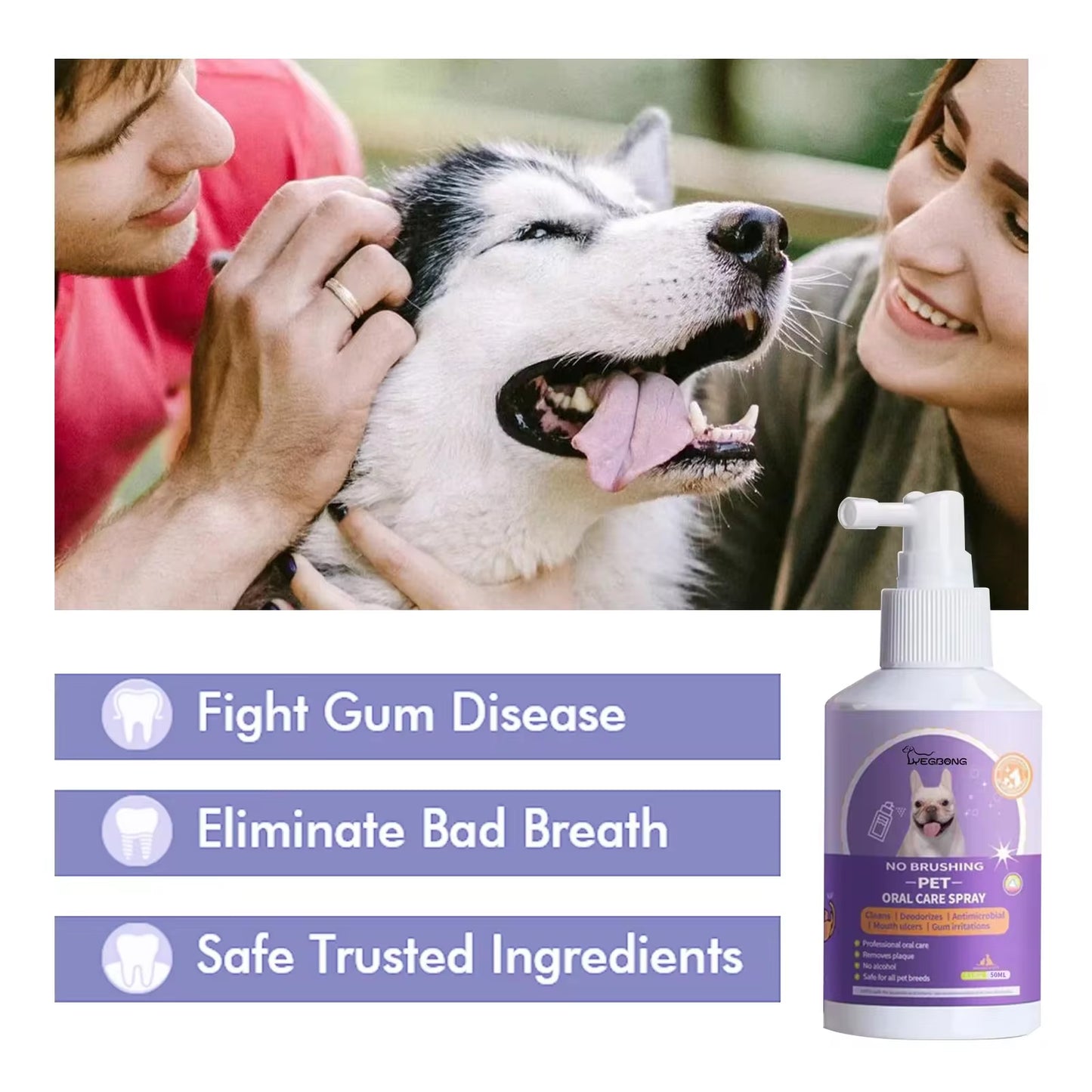 Pet Oral Cleanse Spray - 50ml Deodorizing Solution for Dogs & Cats, Freshens Breath & Prevents Tartar Build-Up