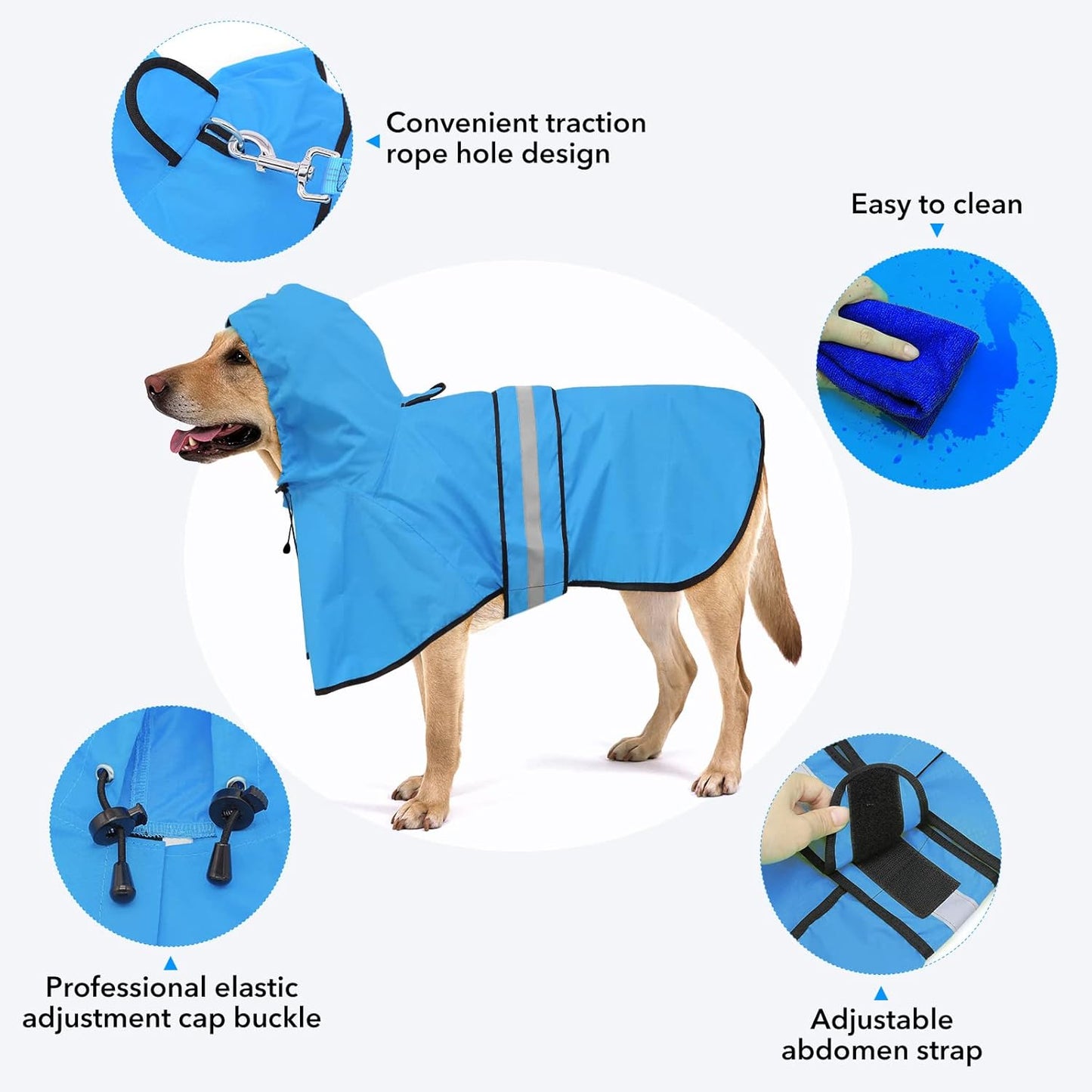 Waterproof Reflective Dog Raincoat | Adjustable Lightweight Hooded Slicker Poncho for Small to X-Large Dogs