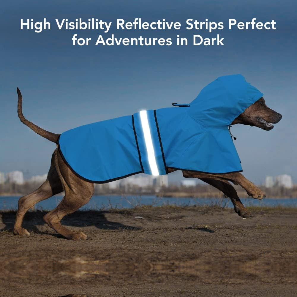 Waterproof Reflective Dog Raincoat | Adjustable Lightweight Hooded Slicker Poncho for Small to X-Large Dogs